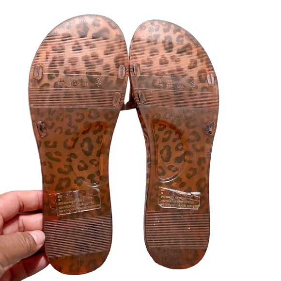 Matisse Anthropologie Leopard Jelly Slides Sandals - Picture 9 of 11